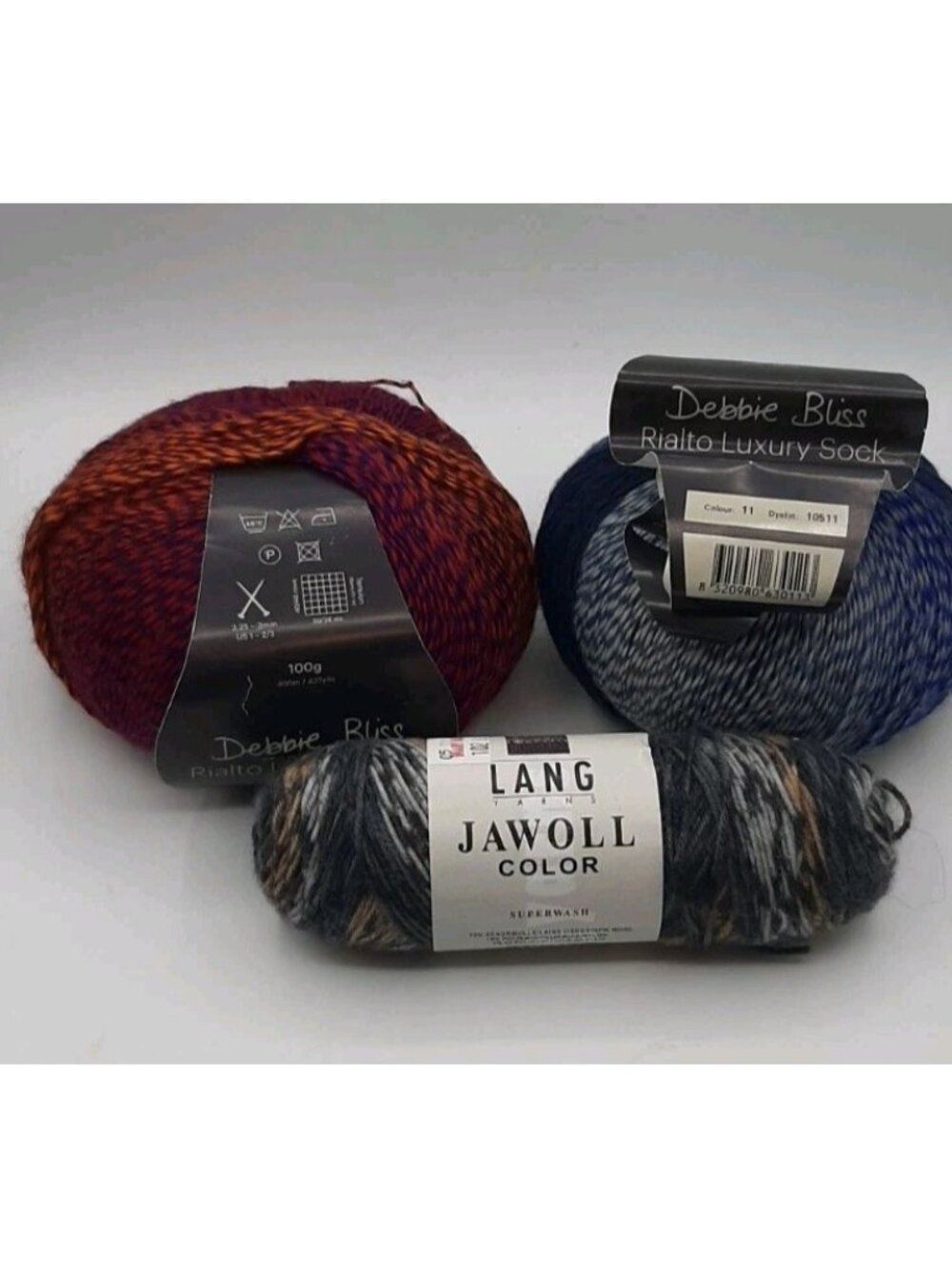 Debbie Bliss Rialto Luxury Sock Yarn Skeins 100 g & Lang Yarns Skein 50g Wool Bl